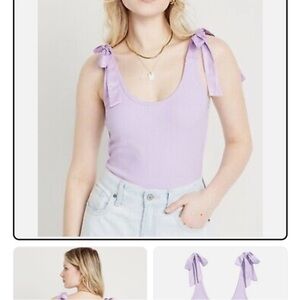 Old Navy 2X Purple Lavender Ribbed Bodysuit with Bows